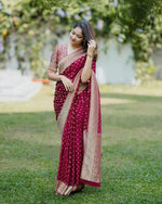 Soft Lichi Silk Saree with Rich Pallu & All-Over Jacquard Work image 5