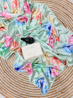 Japan Satin Silk Digital Print Saree with Moti Lace image 2