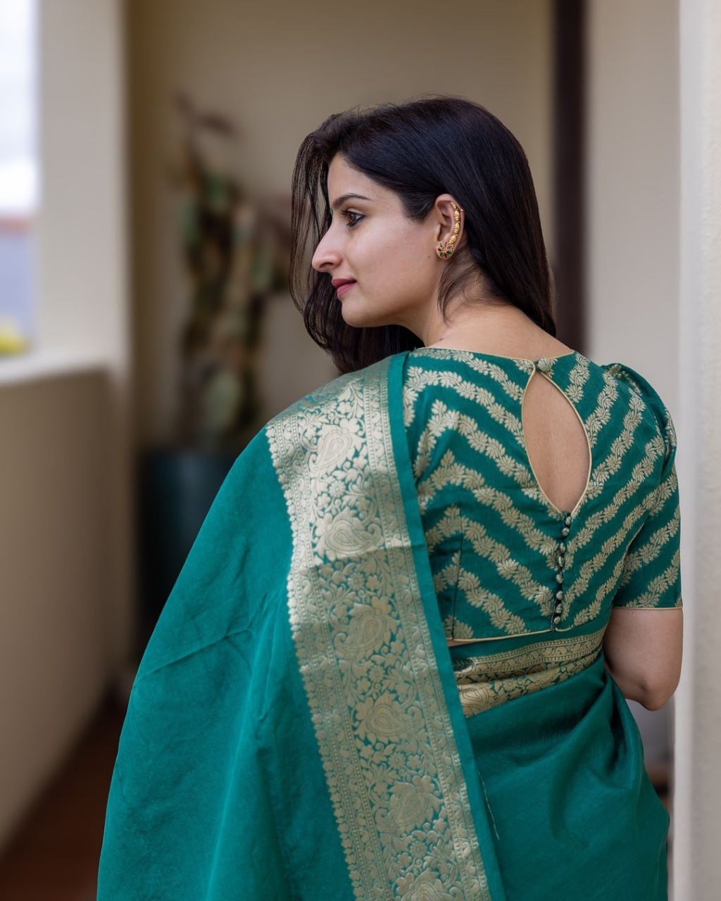 Banarasi Soft Lichi Silk Saree with Rich Jacquard Weaving image 4