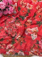 Pure Soft Georgette Saree with Floral Prints & Heavy Hand Khatli + Cutdana Work image 7