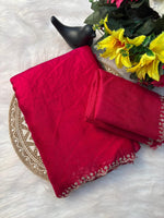 Stunning Pink Satin Space Silk Saree with Original Jarkhan Diamond Work – Perfect for Sangeet & Cocktail Nights image 3