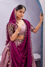 Morni Woven Jacquard Silk Lehenga Set with Embroidered Vichitra Silk Dupatta image 16