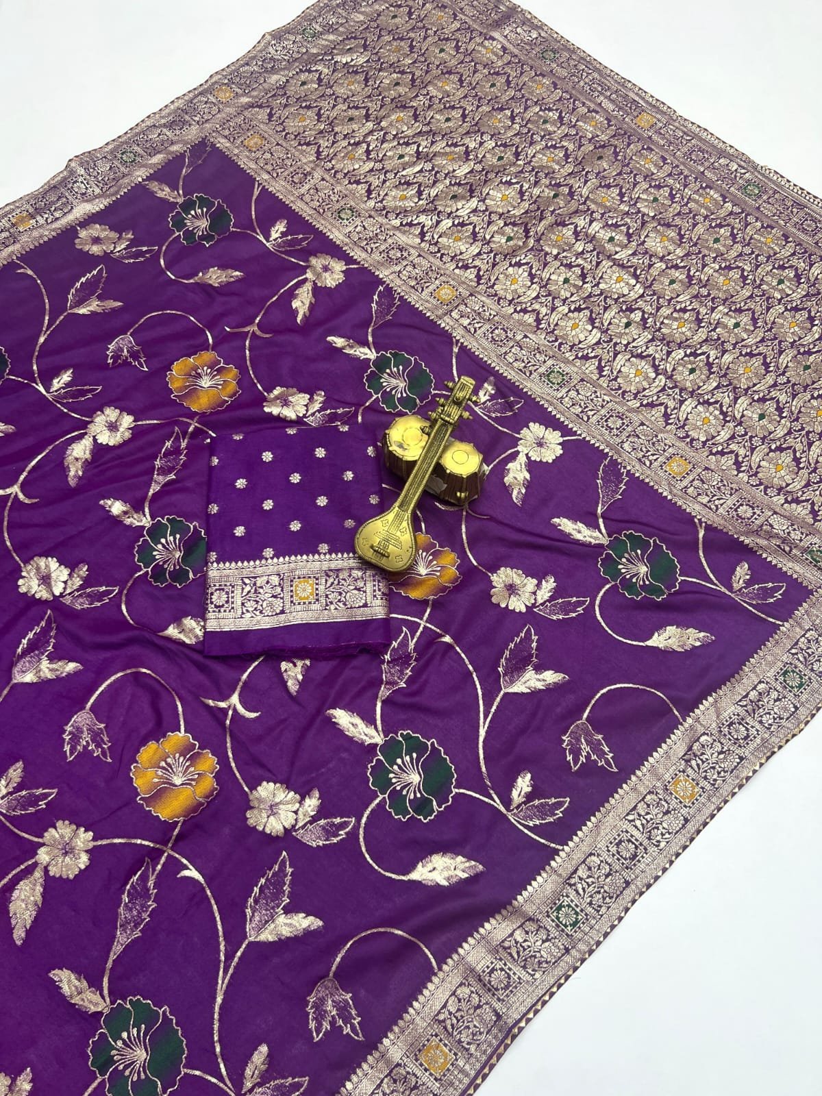 Super Hit Soft Dolla Viscose Silk Saree with Zari & Meenakari Weaving - Royal Purple image