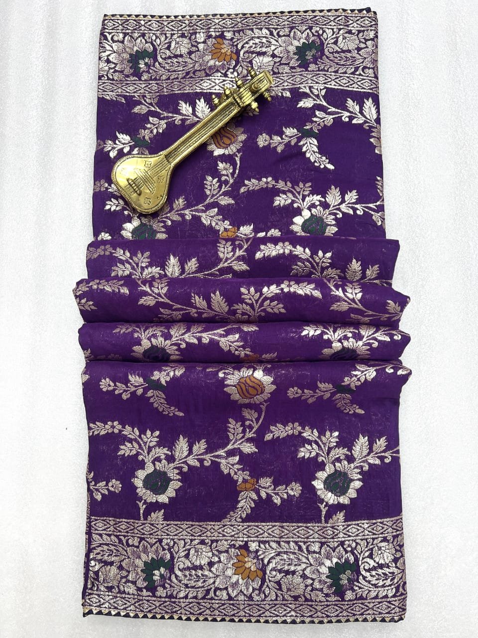 Soft Dolla Viscose Silk Saree with Zari & Meenakari Weaving - Royal Purple image