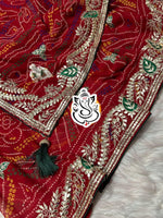 Heavy Pedding Georgette Saree with Matching Red Blouse & Tussled Pallu – Must-Have Collection image 1