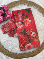 Pure Soft Georgette Saree with Floral Prints & Heavy Hand Khatli + Cutdana Work image 0