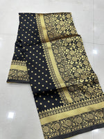 Purple Butti Soft Lichi Silk Saree with Jacquard Work & Contrast Blouse image 7