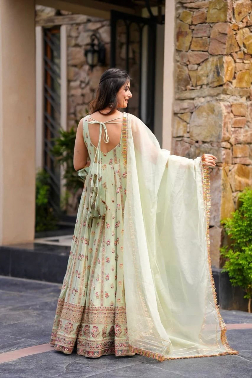 Elegant 3-Piece Co-ord Set in Faux Georgette with Sequence Work image 9