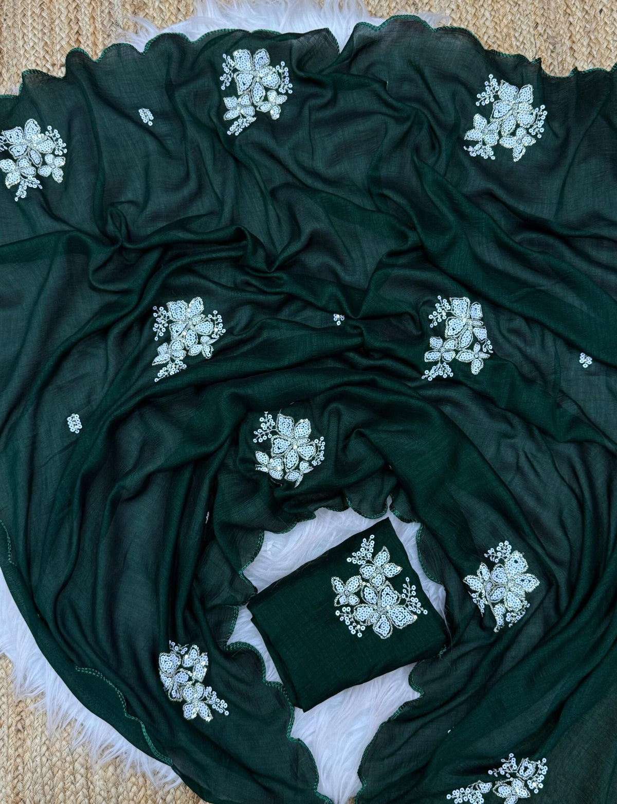 Elegant Two-Tone Vichitra Silk Saree with Sequin Work and Arco Border image 14
