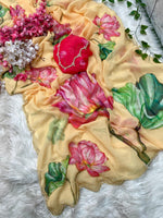 Soft Georgette Saree with Floral Prints & Double Cutdana Moti Border image 10