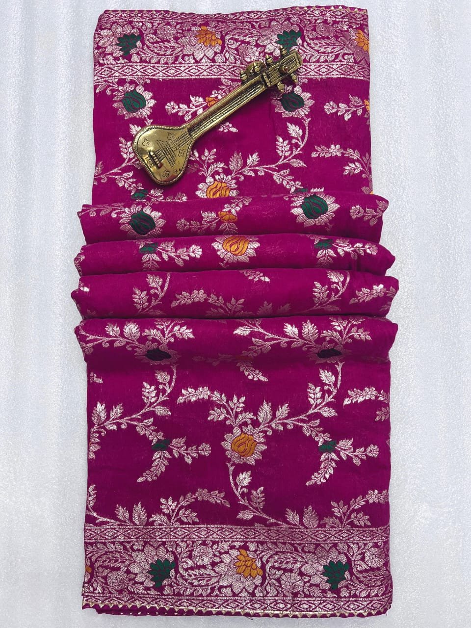Soft Dolla Viscose Silk Saree with Zari & Meenakari Weaving - Magenta image