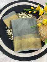 Pure Jacquard Weaving Khadi Silk Tissue Organza Saree with Elegant Border - Silver Grey image