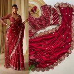 Stitched Faux Georgette Saree with Original Mirror & Multisequins Embroidery Blouse image 3