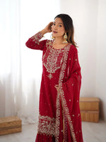 Premium Faux Georgette Embroidered Sharara Set with Dupatta image 3