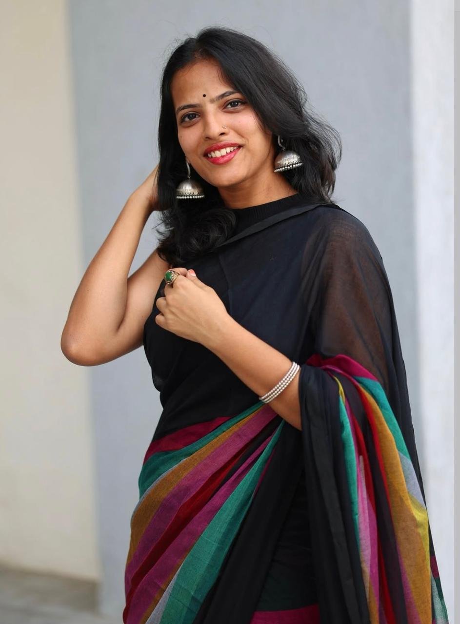 New Arrival Pure Lilan Silk Digital Print Saree with Tussles image 2
