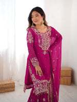 Premium Faux Georgette Embroidered Sharara Set with Dupatta image 2