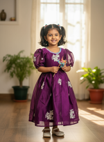 Kids Designer Gown – Kesar Collection | Sequence Butta Work | Festive & Party Wear