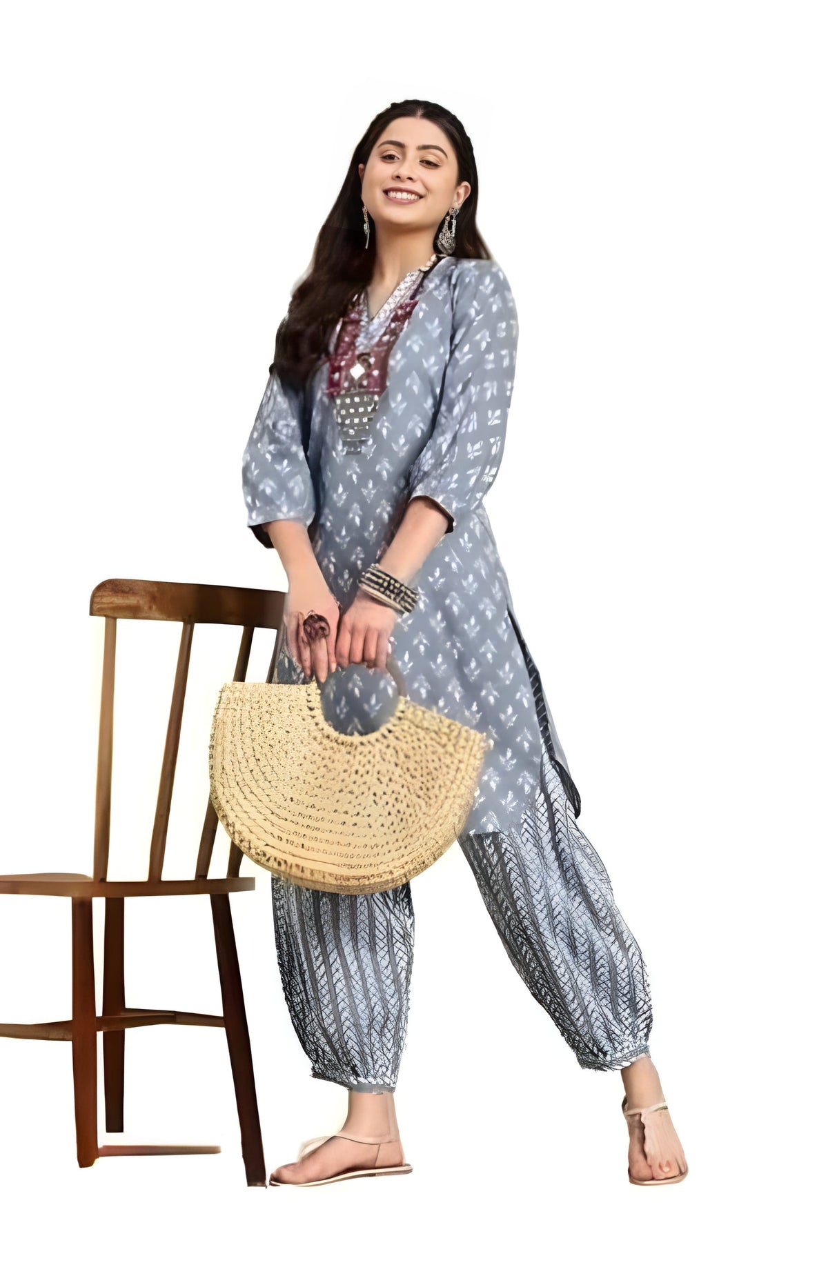 Henci Printed Kurti with Pant Set | Slub Cotton Fabric | Daily & Festive Wear Outfit