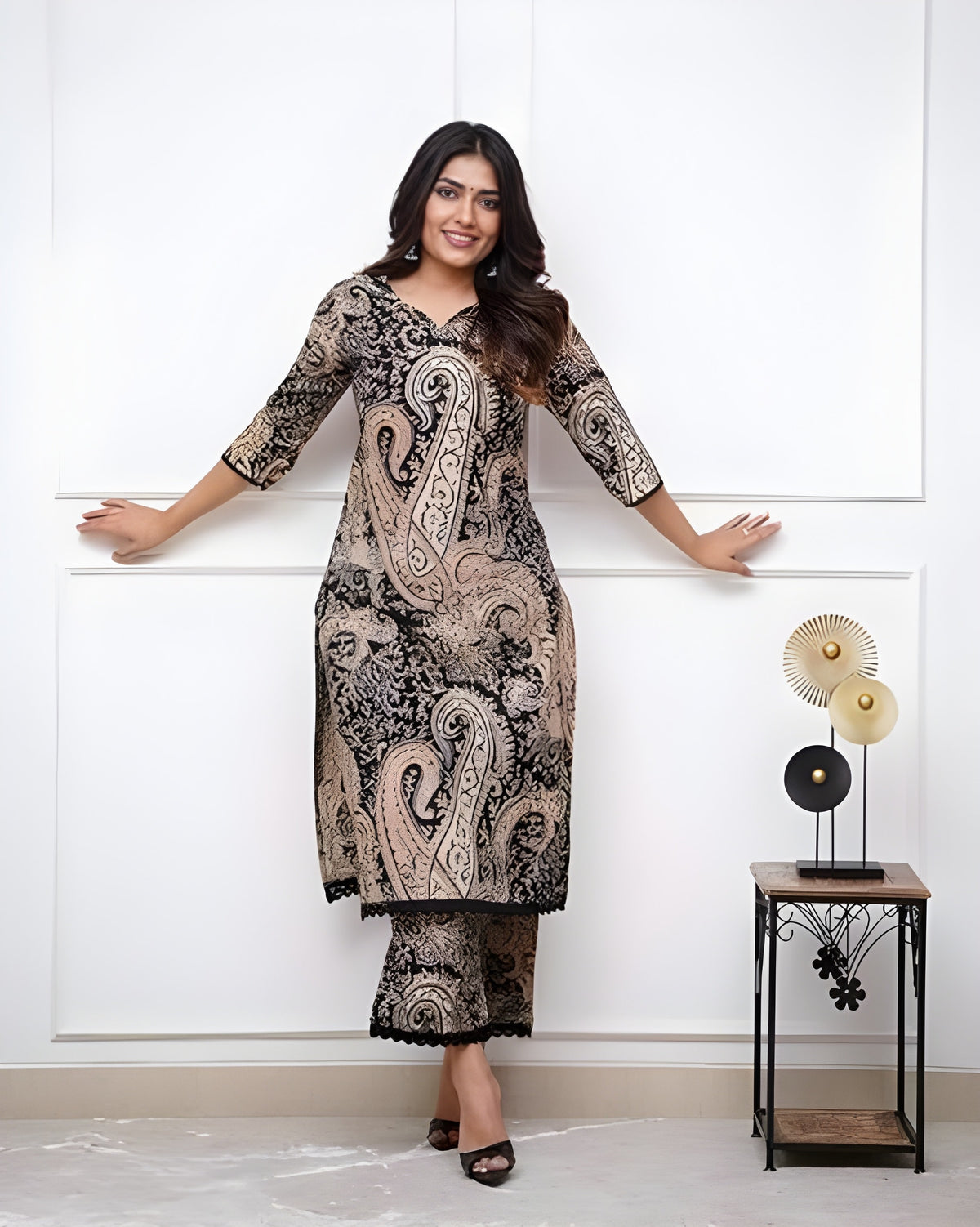 Keri Printed Kurti with Pant Set | Biscuit Cotton | Super Heavy Premium Quality