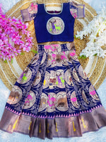 Kids Cotton Lehenga Choli with Border Thread Work | Adjustable Drawstring