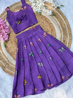 Kids Cura Cotton Lehenga Choli with Vibrant Embroidery & Flower Print Gown Style