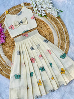 Kids Cura Cotton Lehenga Choli with Vibrant Embroidery & Flower Print Gown Style