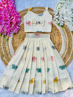 Kids Cura Cotton Lehenga Choli with Vibrant Embroidery & Flower Print Gown Style