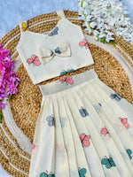 Kids Cura Cotton Lehenga Choli with Vibrant Embroidery & Flower Print Gown Style