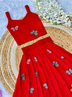 Kids Cura Cotton Lehenga Choli with Vibrant Embroidery & Flower Print Gown Style