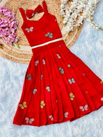 Kids Cura Cotton Lehenga Choli with Vibrant Embroidery & Flower Print Gown Style