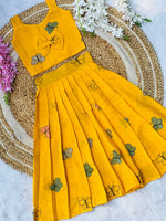 Kids Cura Cotton Lehenga Choli with Vibrant Embroidery & Flower Print Gown Style