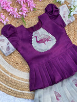 Kids Art Silk Lehenga Choli with Fiesta Weaving Work & Satin Blouse | Adjustable Drawstring