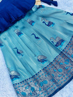 Kids Art Silk Lehenga Choli with Fiesta Weaving Work & Satin Blouse | Adjustable Drawstring