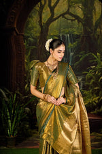 Bridal Kanjivaram Semi Silk Saree with Contrast Khaddi Border & Rich Weaving Pallu | Panghat Collection