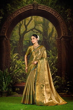 Bridal Kanjivaram Semi Silk Saree with Contrast Khaddi Border & Rich Weaving Pallu | Panghat Collection