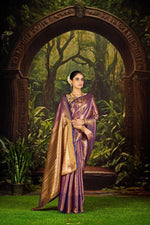 Bridal Kanjivaram Semi Silk Saree with Contrast Khaddi Border & Rich Weaving Pallu | Panghat Collection