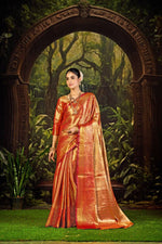 Bridal Kanjivaram Semi Silk Saree with Contrast Khaddi Border & Rich Weaving Pallu | Panghat Collection