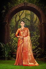 Bridal Kanjivaram Semi Silk Saree with Contrast Khaddi Border & Rich Weaving Pallu | Panghat Collection