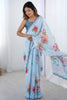 Elegant Multi-Tone Georgette Silk Saree with Mirror Work Border - Wedding & Partywear