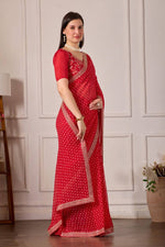 Bandhani Georgette Silk Saree with Embroidery Dori Work & Tapeta Blouse