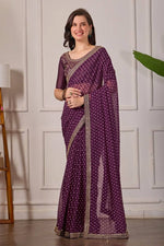 Bandhani Georgette Silk Saree with Embroidery Dori Work & Tapeta Blouse