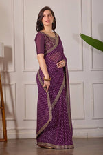 Bandhani Georgette Silk Saree with Embroidery Dori Work & Tapeta Blouse