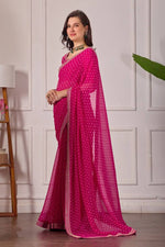 Bandhani Georgette Silk Saree with Embroidery Dori Work & Tapeta Blouse