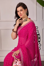 Bandhani Georgette Silk Saree with Embroidery Dori Work & Tapeta Blouse
