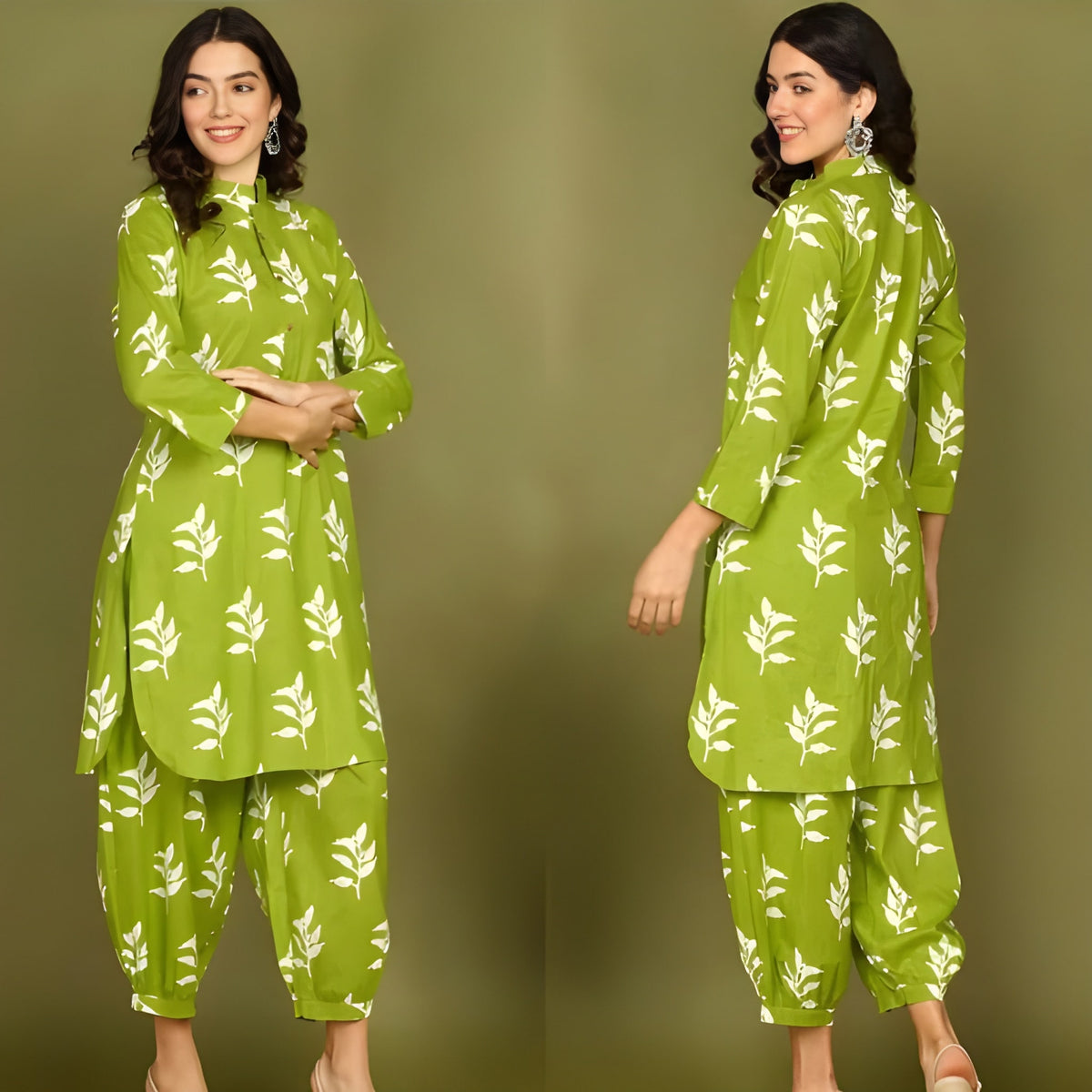 Parrot Printed Kurti with Pant Co-ord Set | Biscuit Cotton Fabric | Festive & Daily Wear