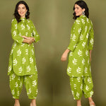 Parrot Printed Kurti with Pant Co-ord Set | Biscuit Cotton Fabric | Festive & Daily Wear