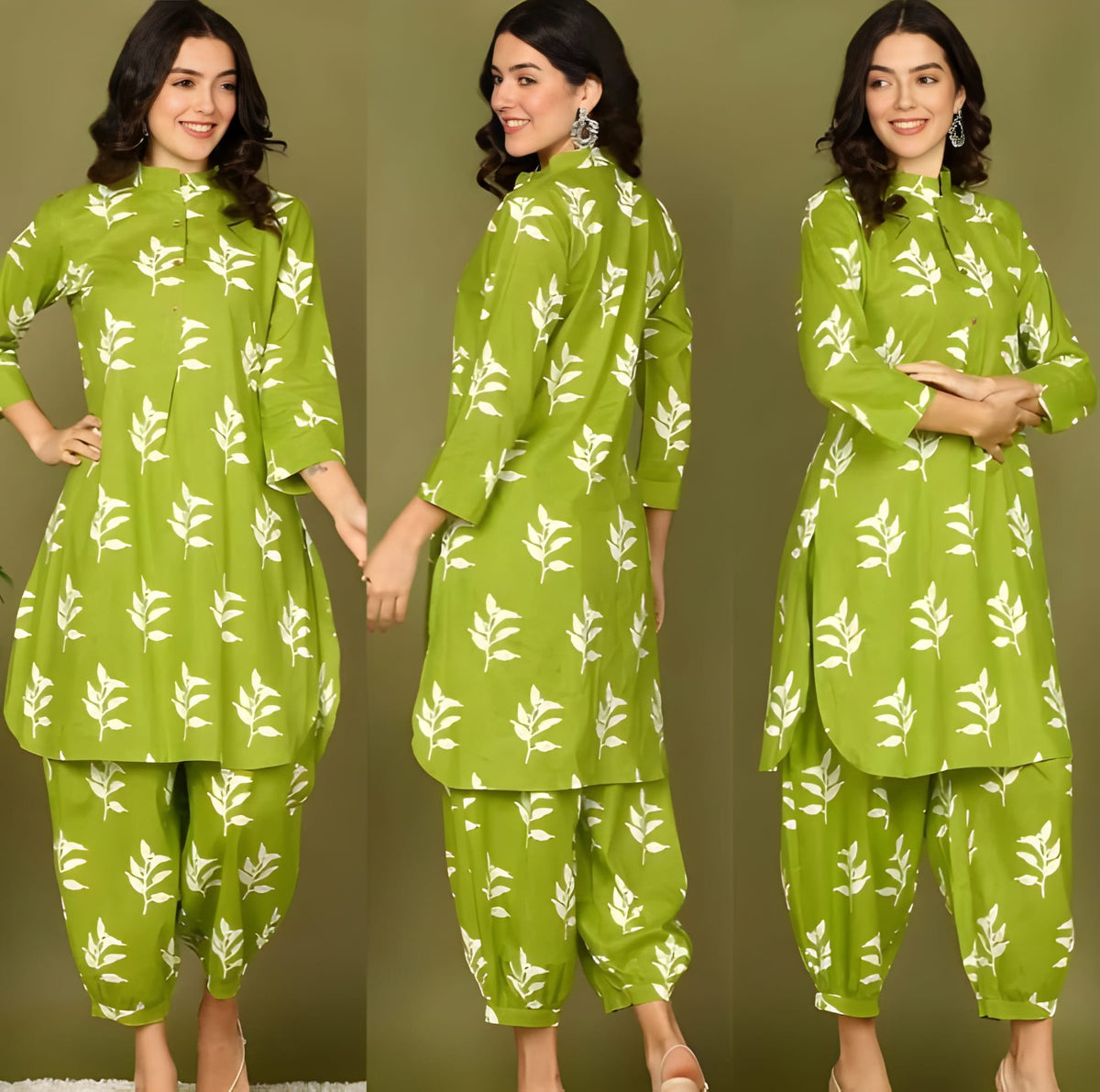 Parrot Printed Kurti with Pant Co-ord Set | Biscuit Cotton Fabric | Festive & Daily Wear
