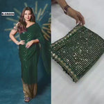 Bollywood Blockbuster Sequin Design Georgette Saree with Cutwork Lace Border