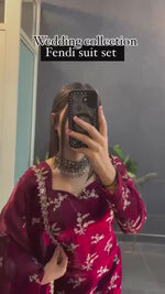 Elegant Crunchy Silk Top-Pant-Dupatta Set with Thread & Sequence Work