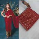 Bollywood Blockbuster Sequin Design Georgette Saree with Cutwork Lace Border